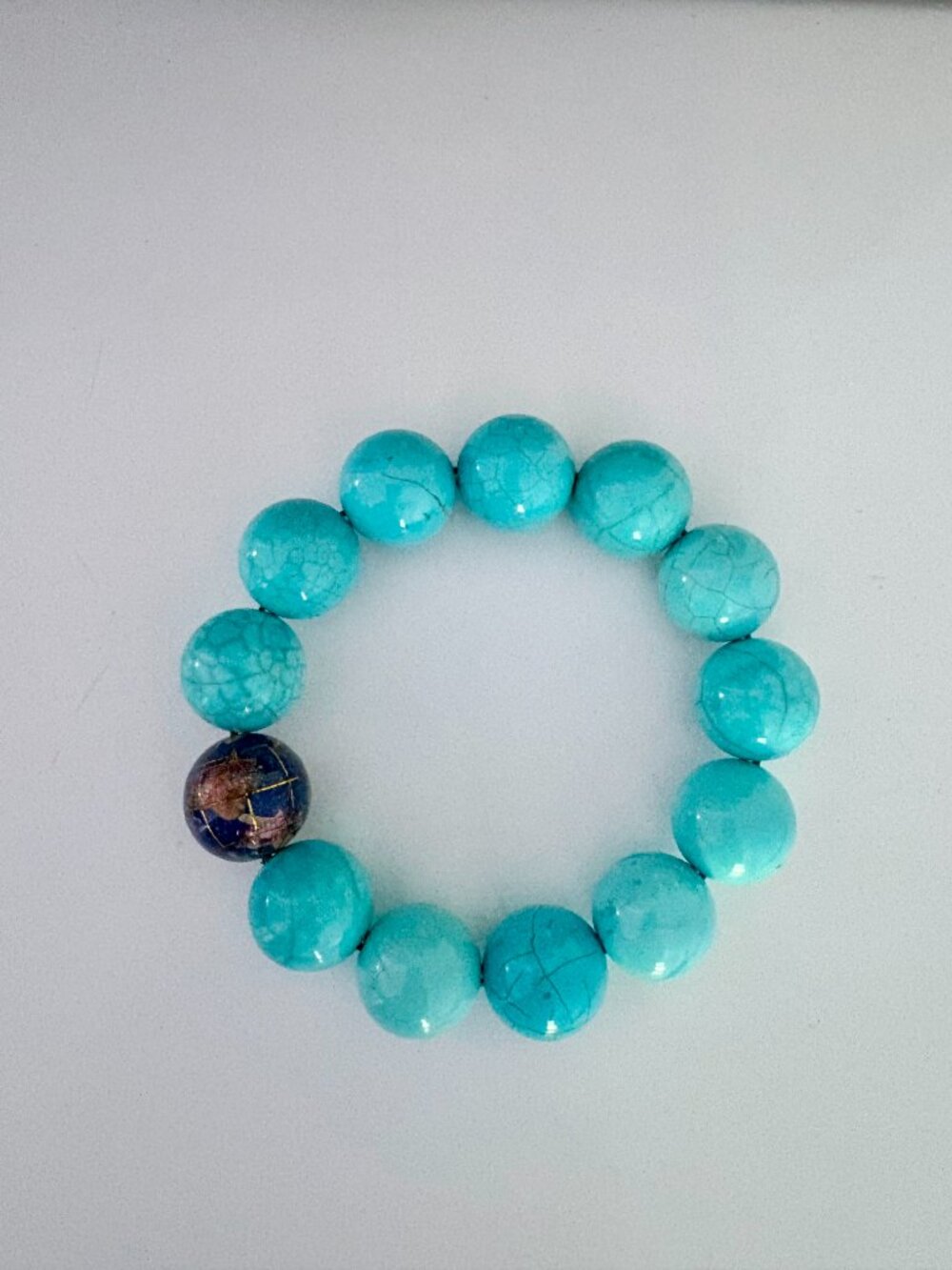 Kalifano Globe Bracelet with Turquoise Beads